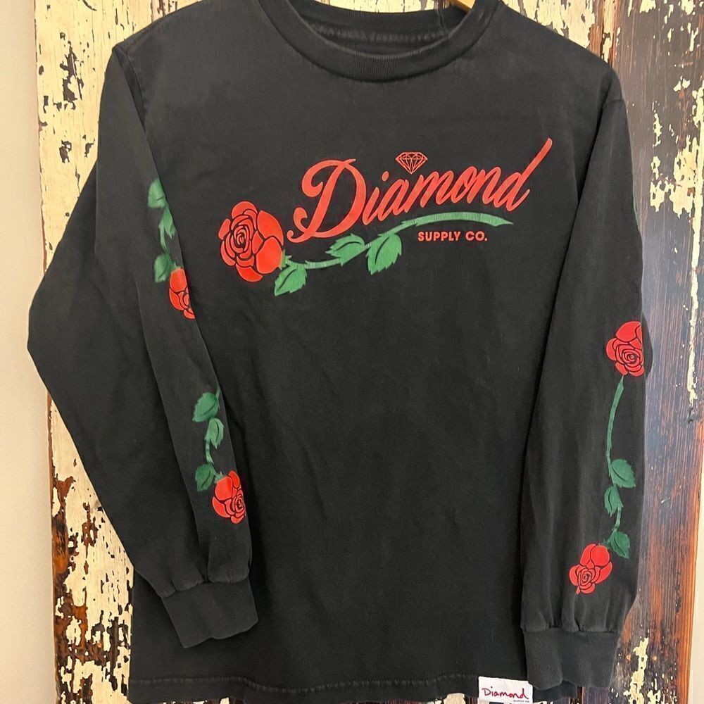 Women’s Diamond Supply Co Long Sleeve Rose T-shirt.  Size Small.